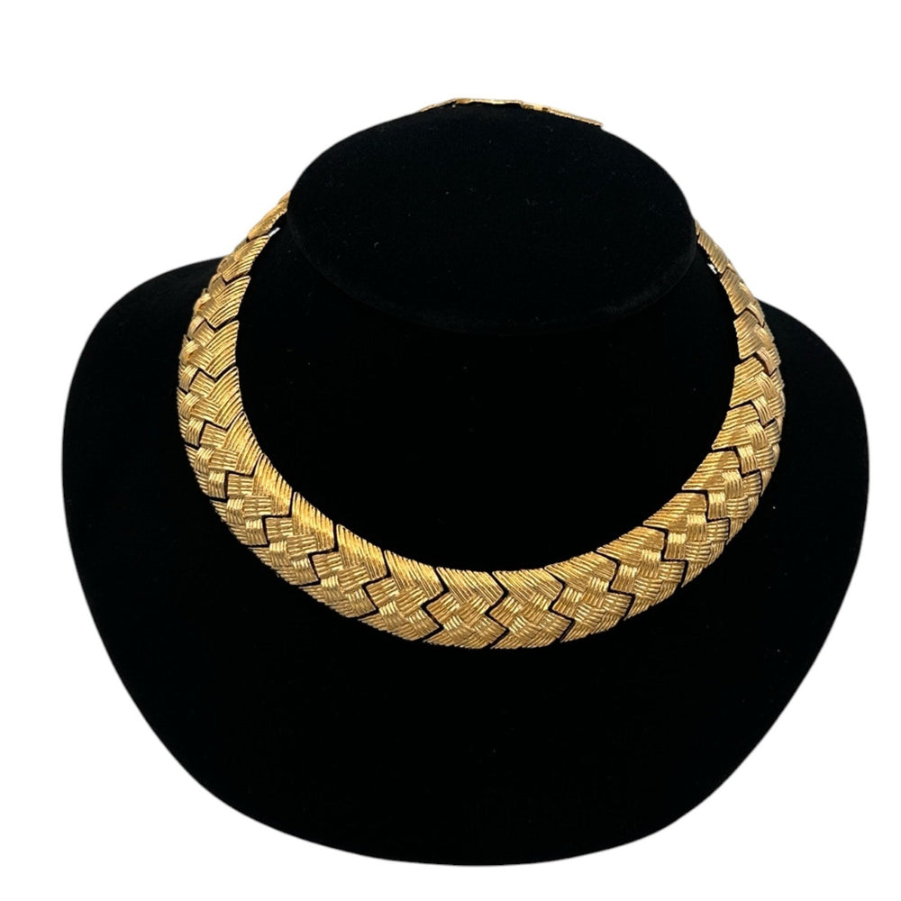 Napier Gold Textured Basket Weave Link Classic Chain Necklace