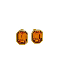 Napier Large Golden Crystal Clip - On Earrings Vintage Jewelry - 24 Wishes Vintage Jewelry