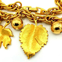 Napier Matt Gold Fall Leaf & Berries Charm Pendant - 24 Wishes Vintage Jewelry