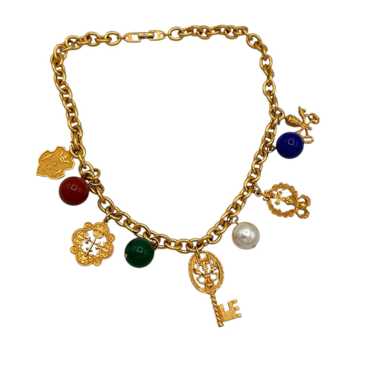 Necklaces & PendantsNapier Scarborough Heraldic Charm Necklace Gold Link Chain 1990s Signed