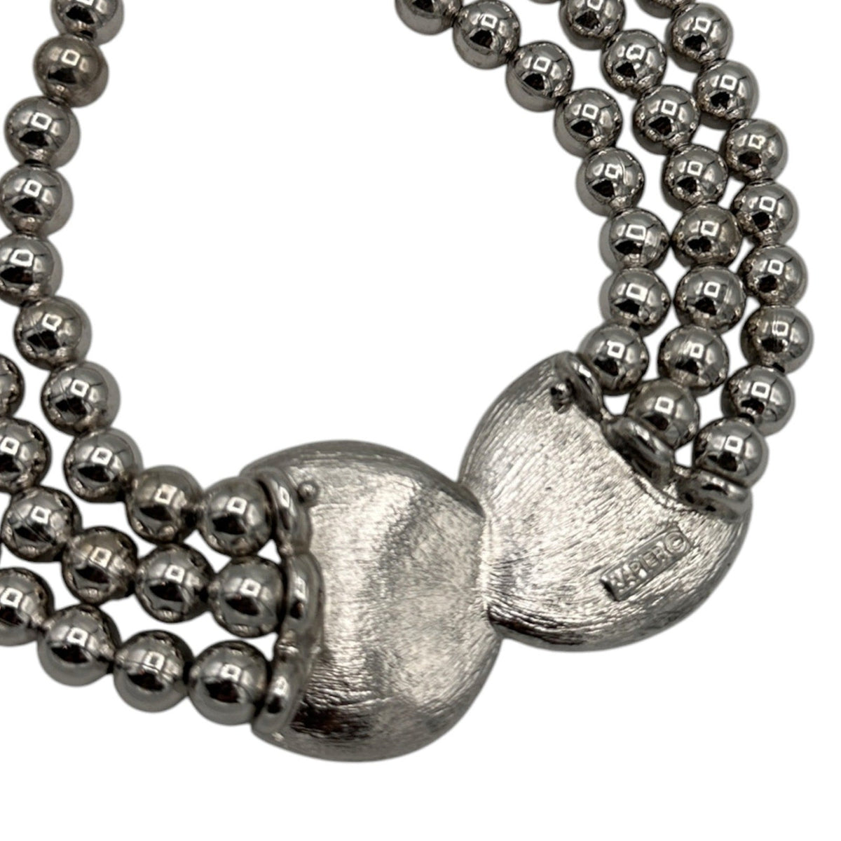 Necklaces & PendantsNapier Silver Multi Strand Bead Necklace Modernist Swirl Pendant