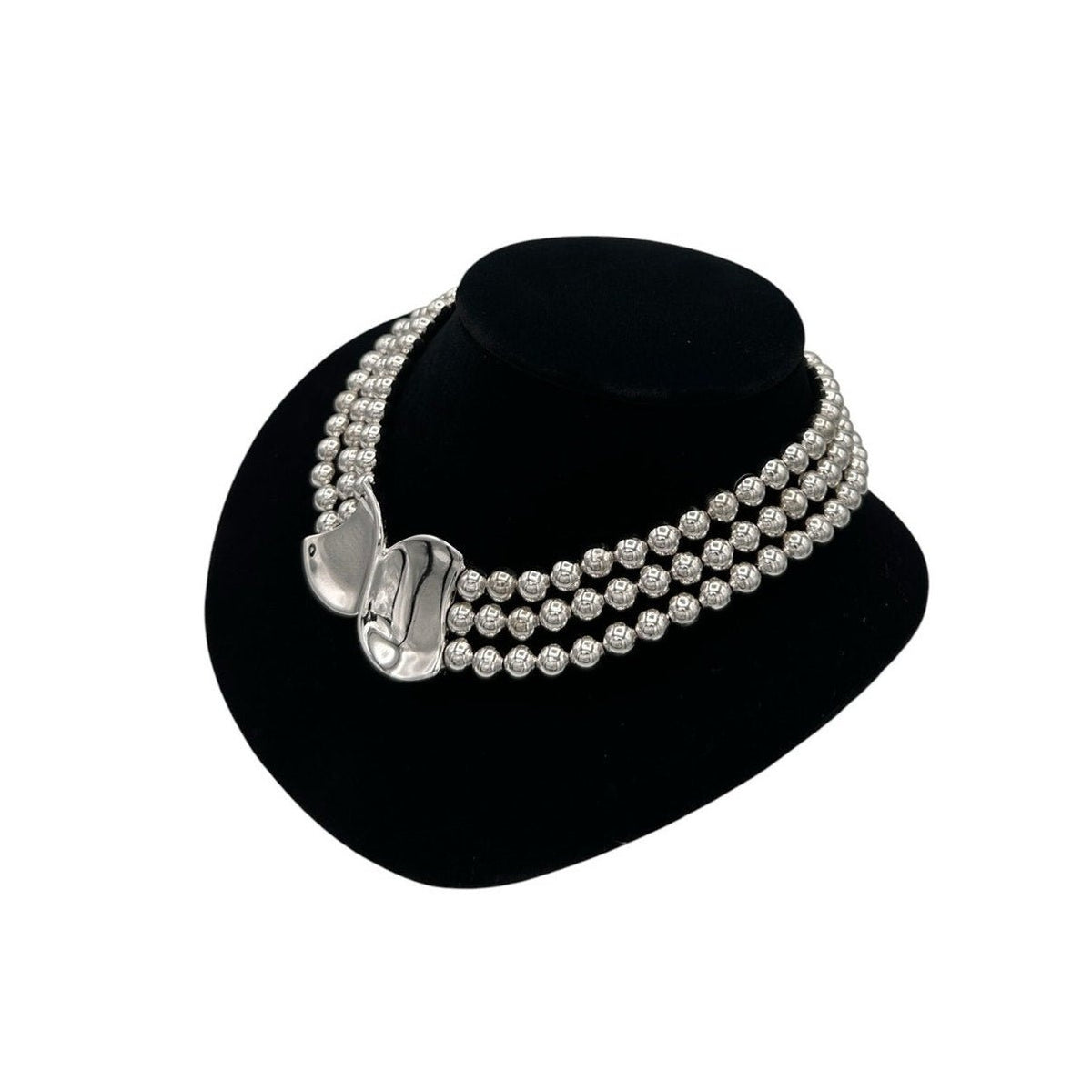 Necklaces & PendantsNapier Silver Multi Strand Bead Necklace Modernist Swirl Pendant