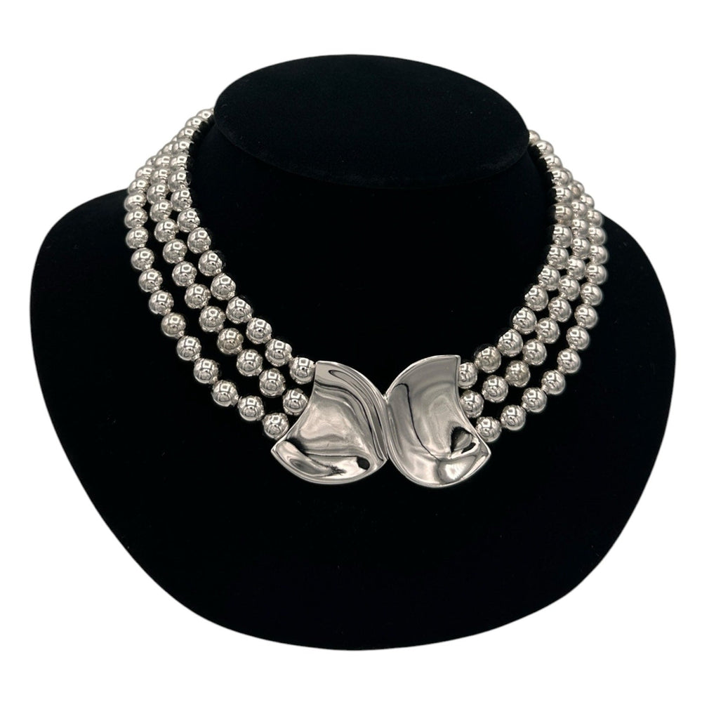 Necklaces & PendantsNapier Silver Multi Strand Bead Necklace Modernist Swirl Pendant