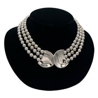 Necklaces & PendantsNapier Silver Multi Strand Bead Necklace Modernist Swirl Pendant