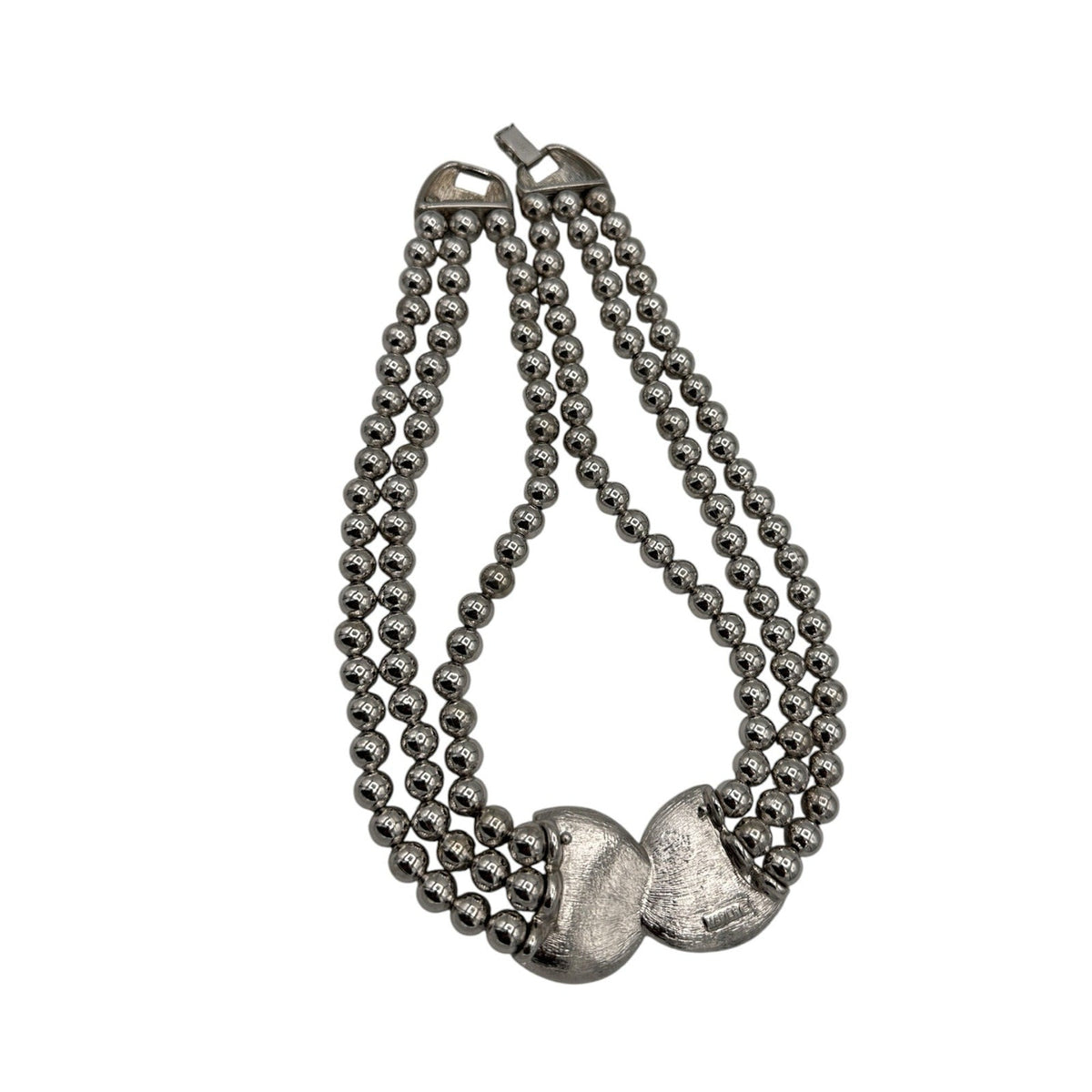Necklaces & PendantsNapier Silver Multi Strand Bead Necklace Modernist Swirl Pendant