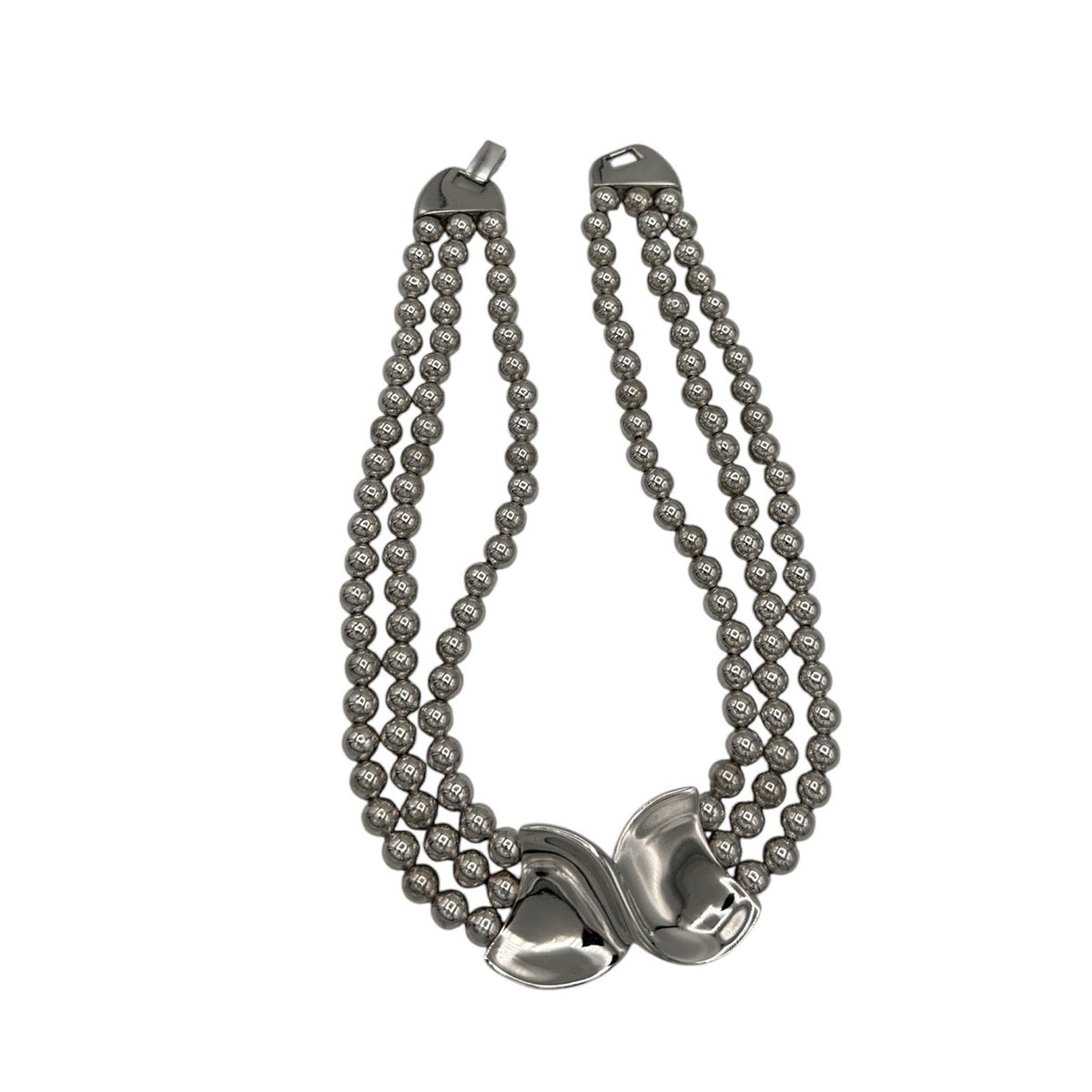 Necklaces & PendantsNapier Silver Multi Strand Bead Necklace Modernist Swirl Pendant