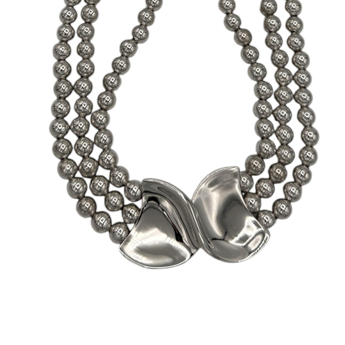 Necklaces & PendantsNapier Silver Multi Strand Bead Necklace Modernist Swirl Pendant