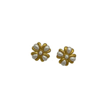 Napier Vintage Jewelry Gold Maltese Cross Pearl Pierced Earrings - 24 Wishes Vintage Jewelry