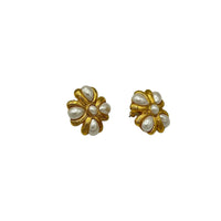 Napier Vintage Jewelry Gold Maltese Cross Pearl Pierced Earrings - 24 Wishes Vintage Jewelry