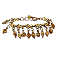 Nicky Butler Gold Designer Charm Bracelet Vintage Statement Link Bracelet with Mixed Dangle Charms 24 Wishes Vintage Jewelry