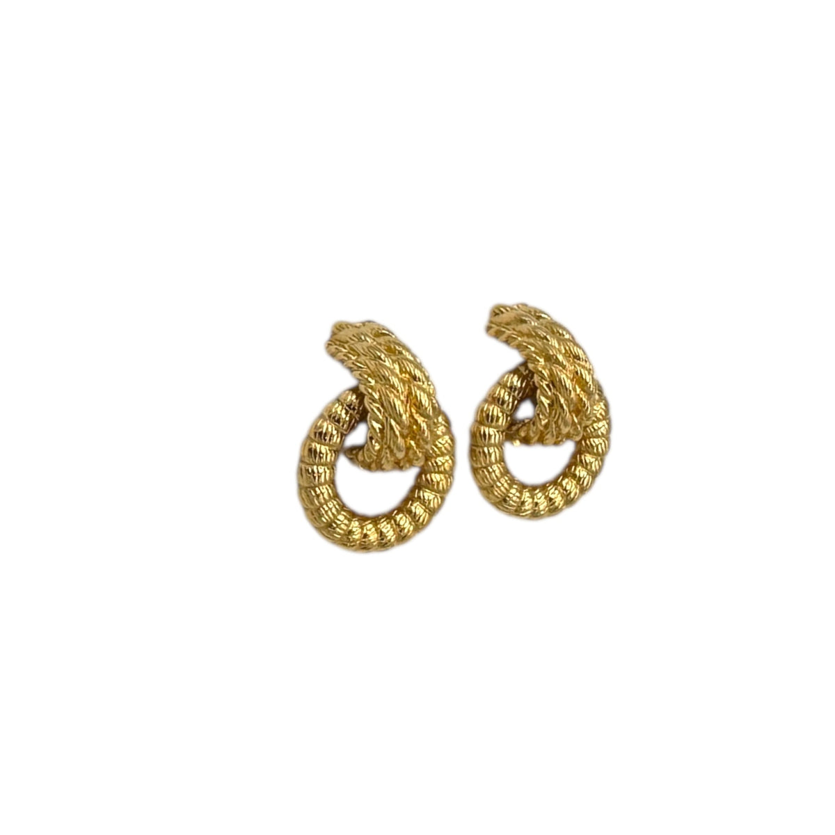 Nina Ricci Gold Vintage Rope Textured Design Door Knocker Clip - On Earrings Earrings 24 Wishes Vintage Jewelry