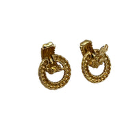 Nina Ricci Gold Vintage Rope Textured Design Door Knocker Clip - On Earrings Earrings 24 Wishes Vintage Jewelry