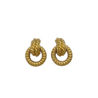 Nina Ricci Gold Vintage Rope Textured Design Door Knocker Clip - On Earrings Earrings 24 Wishes Vintage Jewelry