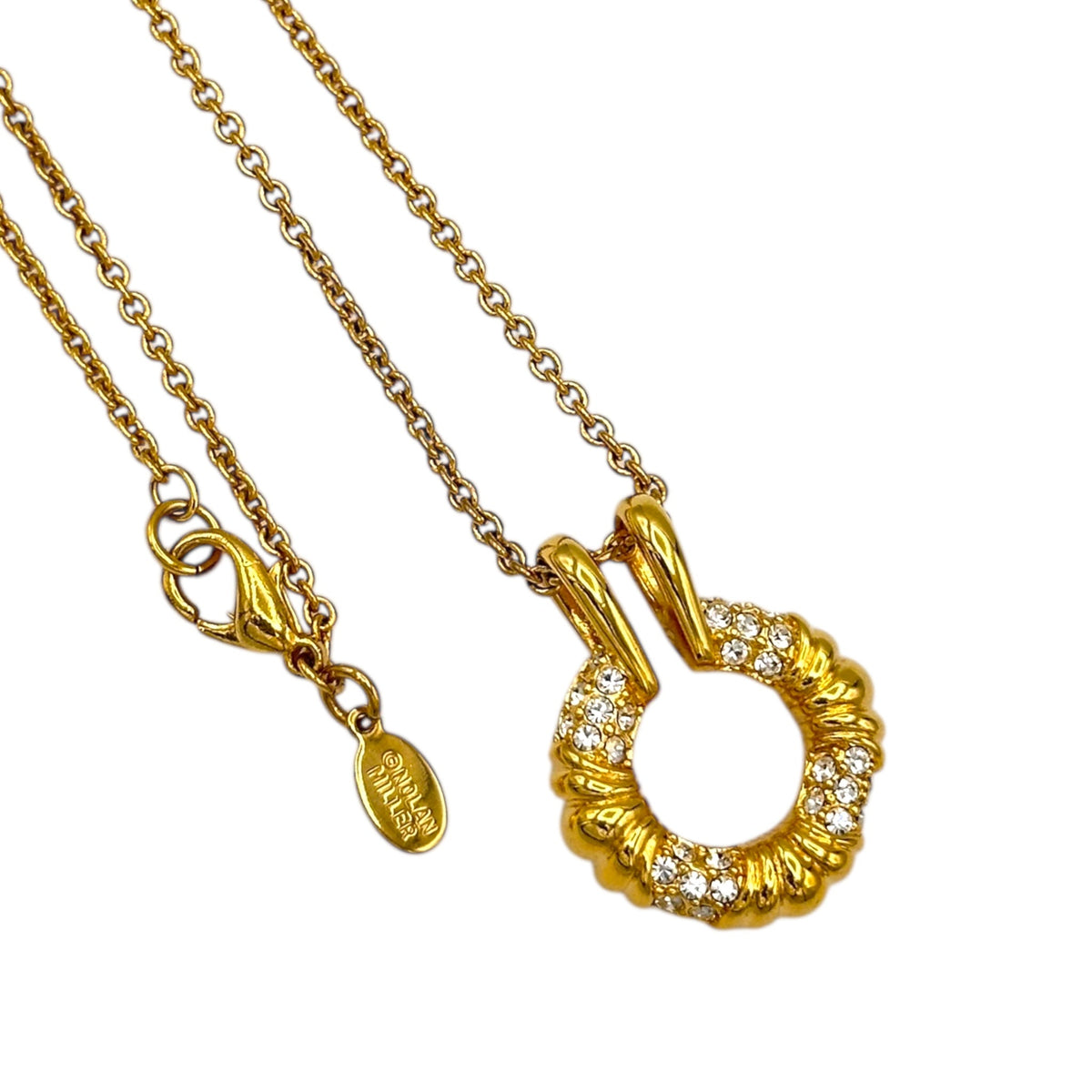 Nolan Miller Classic Gold Rhinestone Necklace Long Chain 24 Wishes Vintage Jewelry