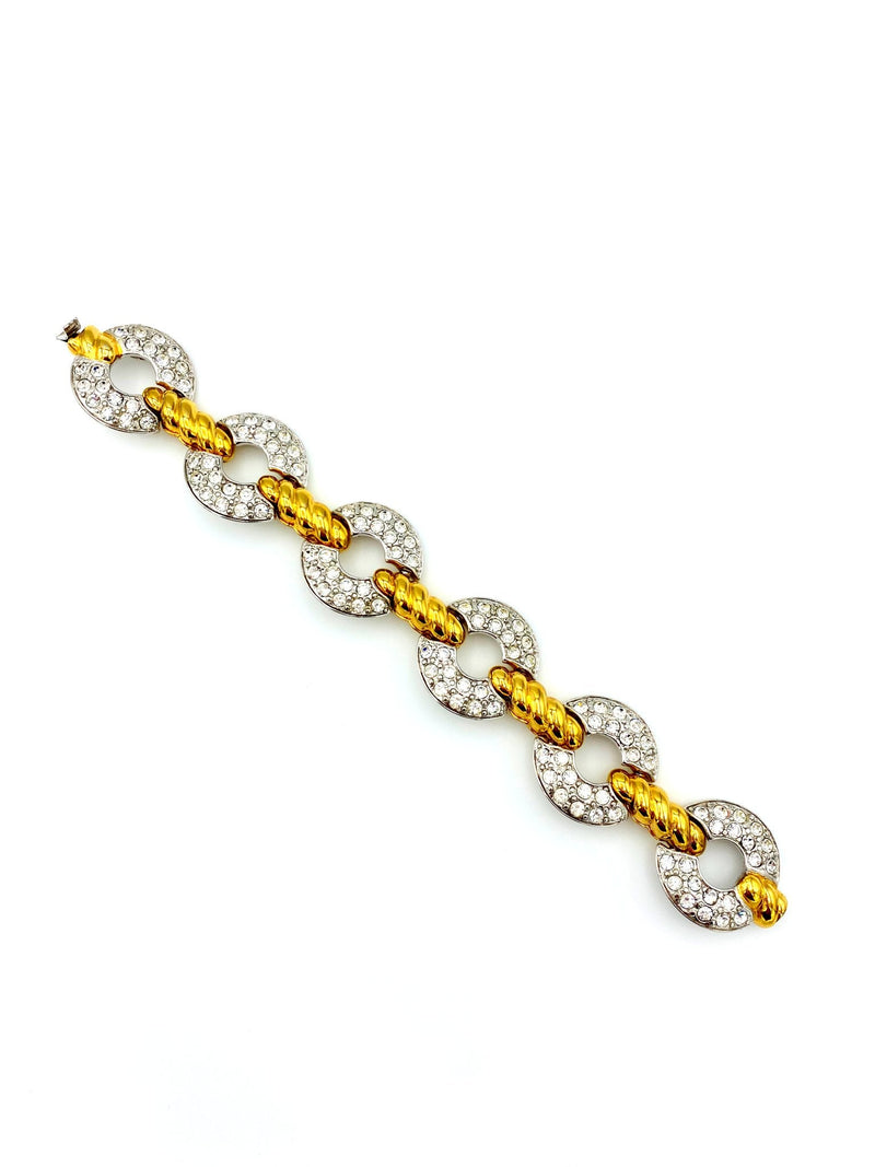 Nolan Miller Classic Gold & Silver Rhinestone Vintage Bracelet - 24 Wishes Vintage Jewelry