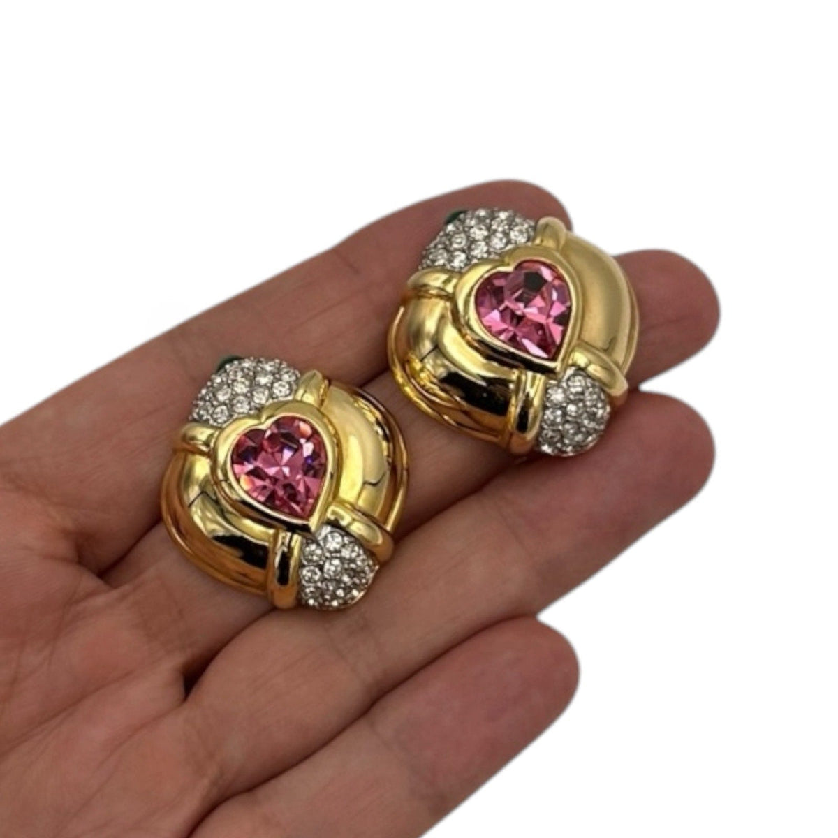 EarringsNolan Miller Glamour Collection Pink Heart Crystal Clip-On Earrings