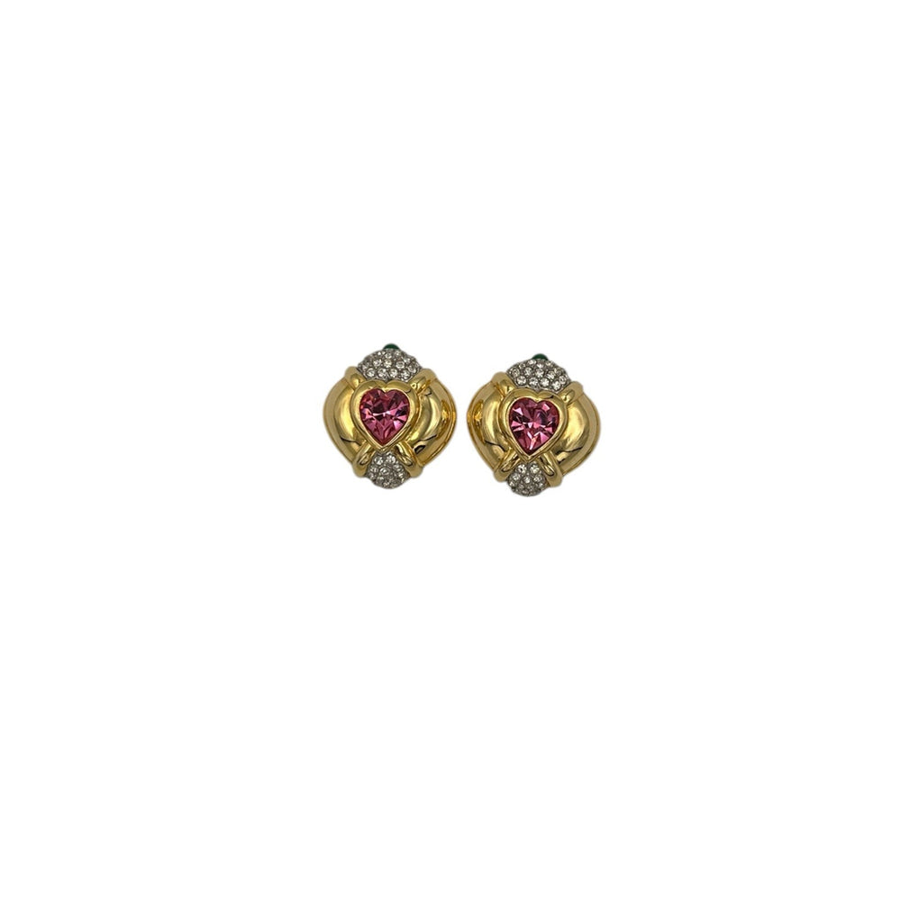 EarringsNolan Miller Glamour Collection Pink Heart Crystal Clip-On Earrings