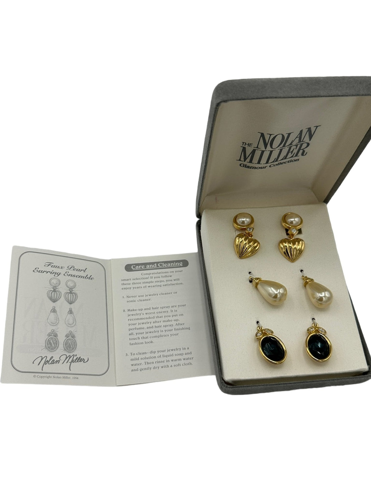 Nolan Miller Gold Pearl Convertible Dangle Clip - On Earrings - 24 Wishes Vintage Jewelry