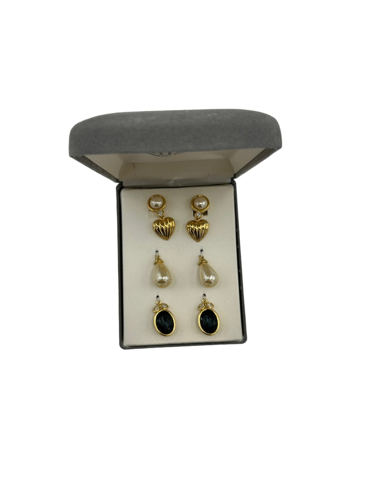 Nolan Miller Gold Pearl Convertible Dangle Clip - On Earrings - 24 Wishes Vintage Jewelry