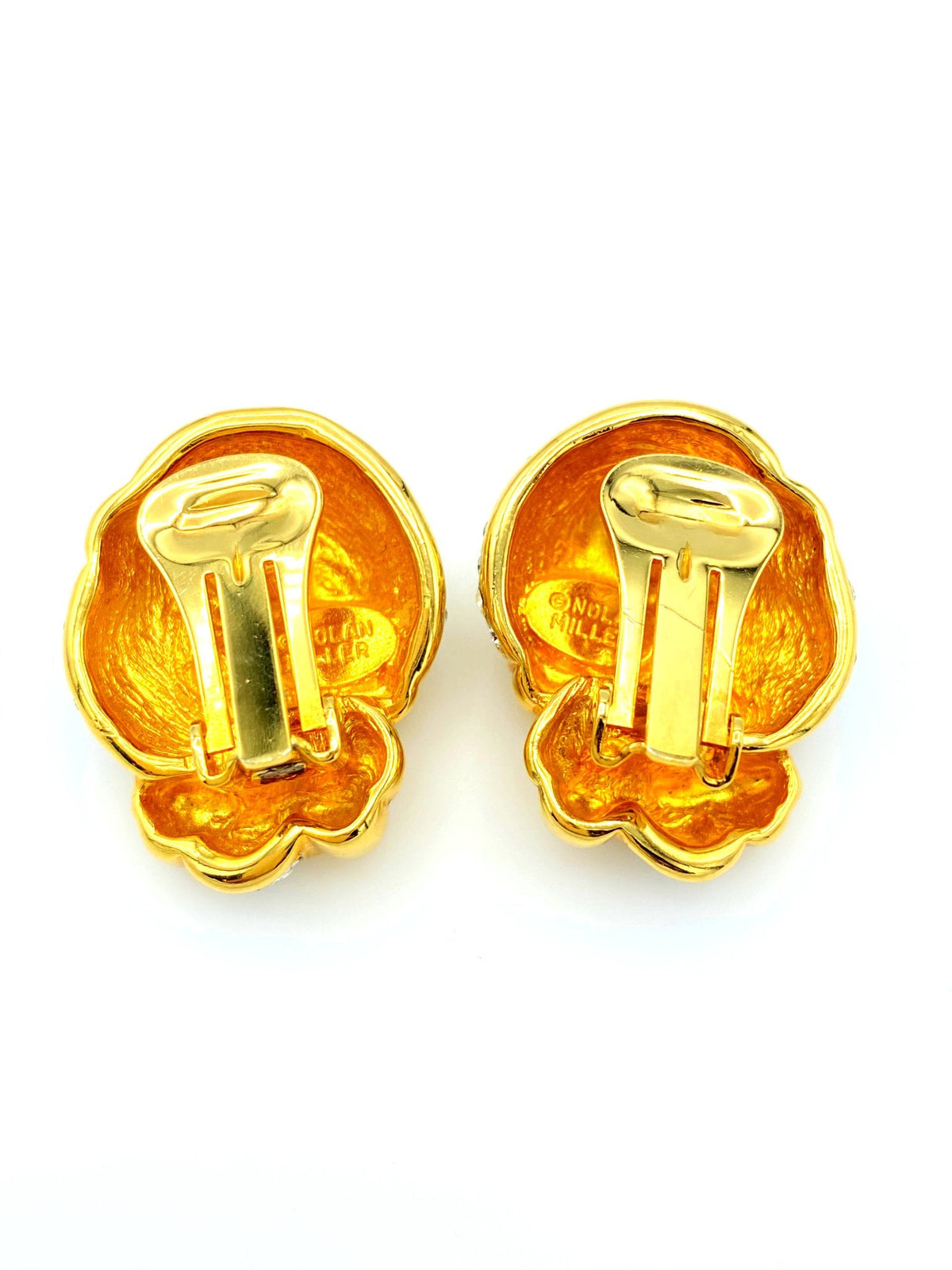 Nolan Miller Gold Rhinestone Knot Vintage Clip - On Earrings - 24 Wishes Vintage Jewelry