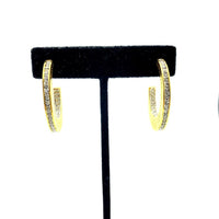 Nolan Miller Half Hoop Diamante Gold Pierced Earrings - 24 Wishes Vintage Jewelry