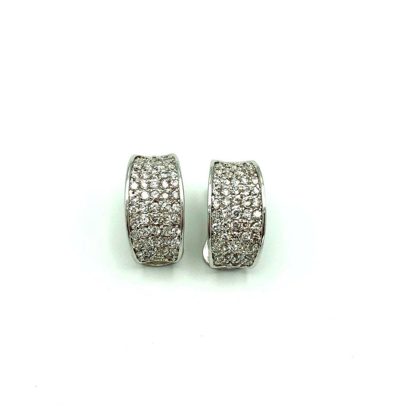 Nolan Miller Half Hoop Diamante Silver Clip - On Earrings - 24 Wishes Vintage Jewelry