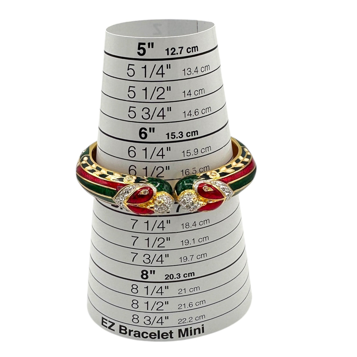 Nolan Miller Stylized Parrot Enamel Hinged Bangle Statement Bracelet 24 Wishes Vintage Jewelry