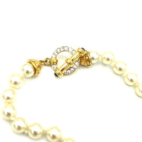 Nolan Miller White Classic Pearls Necklace Rhinestone Toggle Closure - 24 Wishes Vintage Jewelry