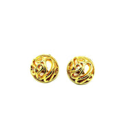 Norma Jean Gold Caged Pearl Classic Vintage Button Clip - On Earrings - 24 Wishes Vintage Jewelry