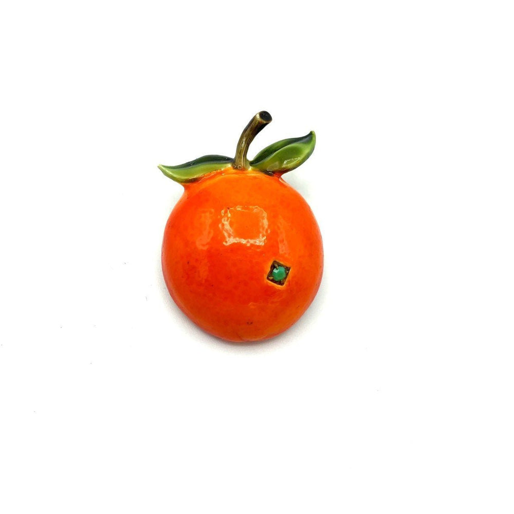Orange Enamel Fruit Vintage Brooch by HAR - 24 Wishes Vintage Jewelry