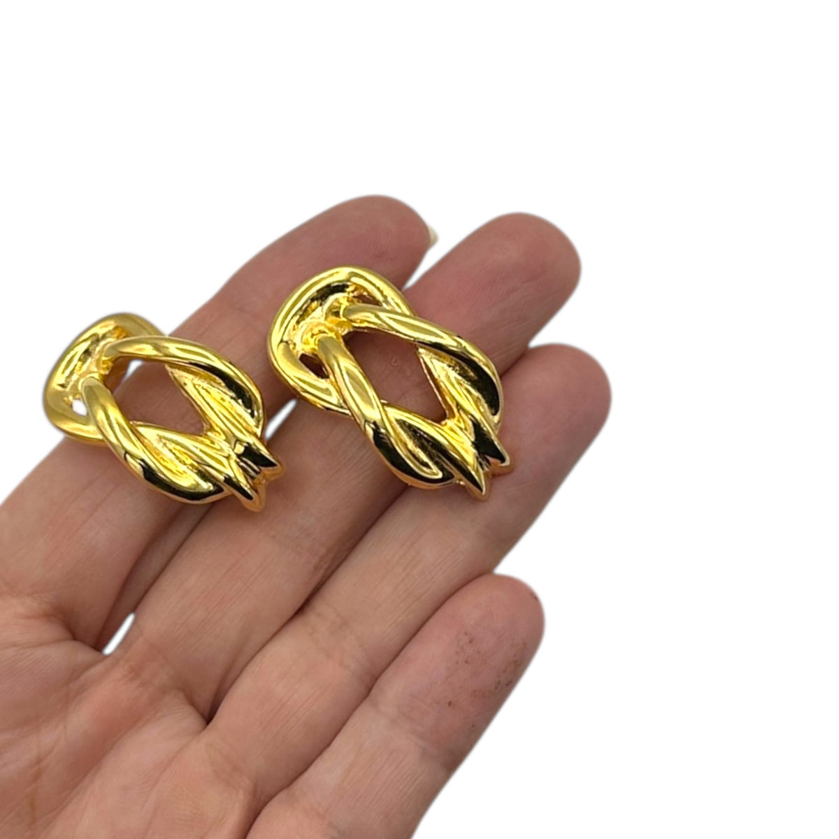 Pablo Gucci Gold Twisted Rope Clip - On Vintage Earrings Earrings 24 Wishes Vintage Jewelry