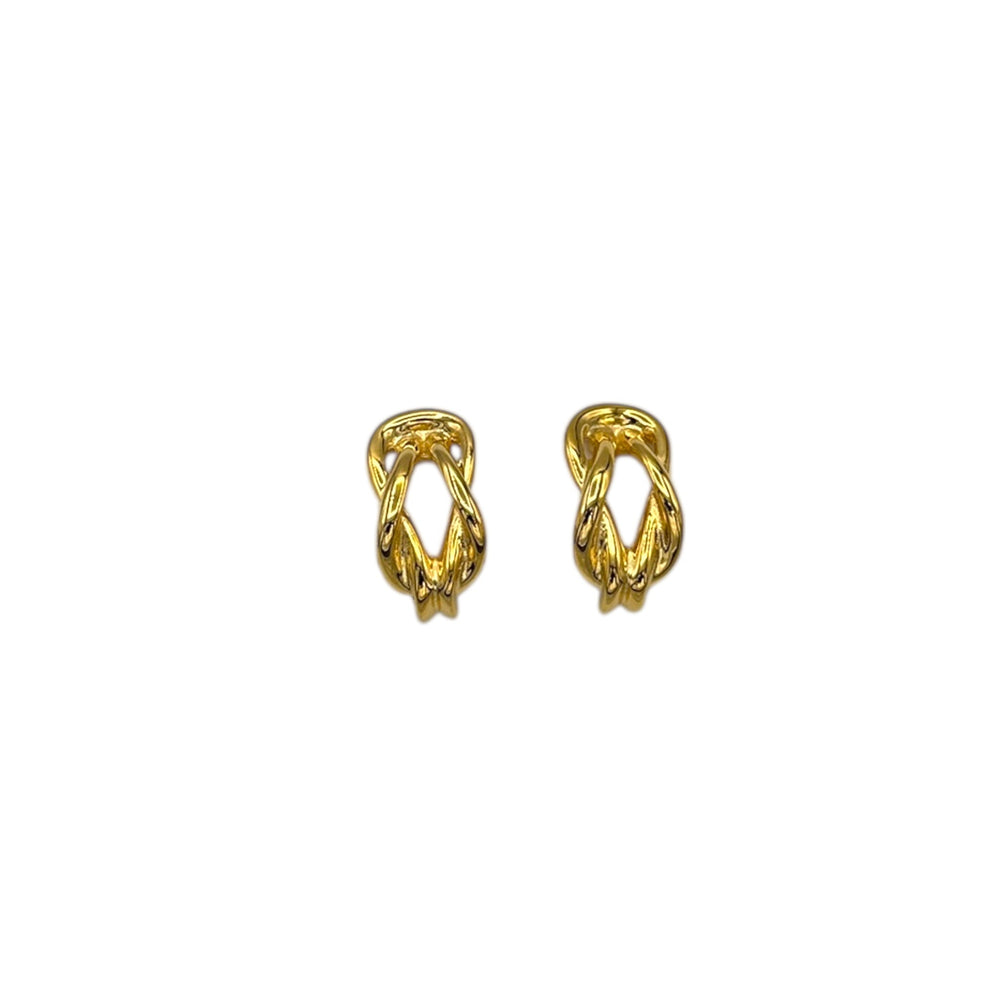 Pablo Gucci Gold Twisted Rope Clip - On Vintage Earrings Earrings 24 Wishes Vintage Jewelry