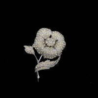 Panetta Silver Diamante Rhinestone Flower Vintage Brooch - 24 Wishes Vintage Jewelry