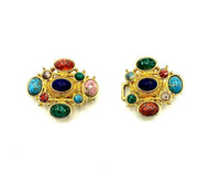 Paquette Gold Multi - Color Cabochon Belt Buckle - 24 Wishes Vintage Jewelry