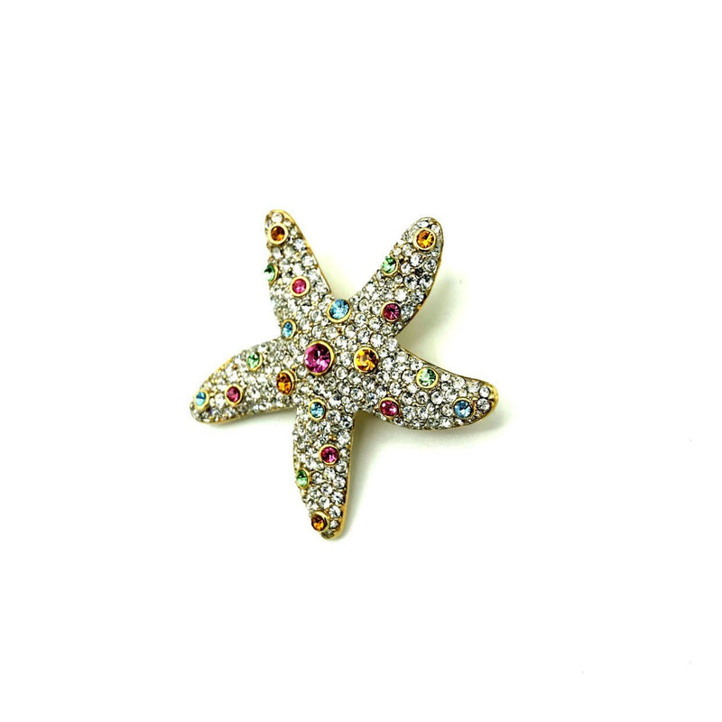 Pave Rhinestone Starfish Vintage Brooch - 24 Wishes Vintage Jewelry