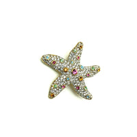 Pave Rhinestone Starfish Vintage Brooch - 24 Wishes Vintage Jewelry