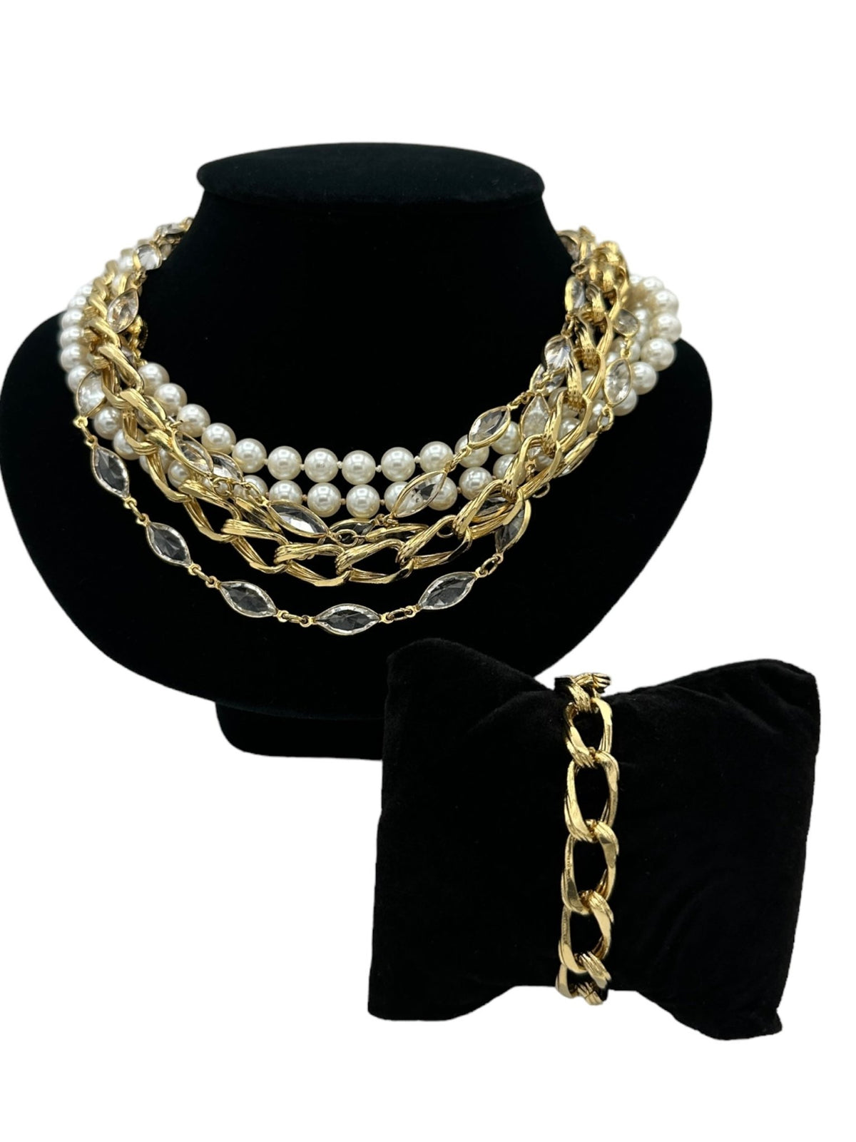 Pearl, Crystal & Gold Chain Vintage Jewelry Curated Collection - 24 Wishes Vintage Jewelry