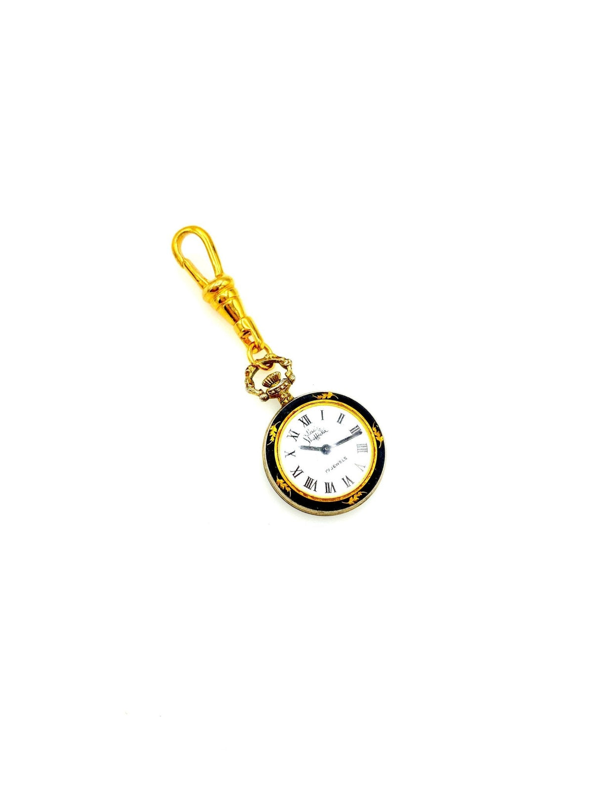 Petite Enamel Pocket Watch Victorian Revival Charm - 24 Wishes Vintage Jewelry