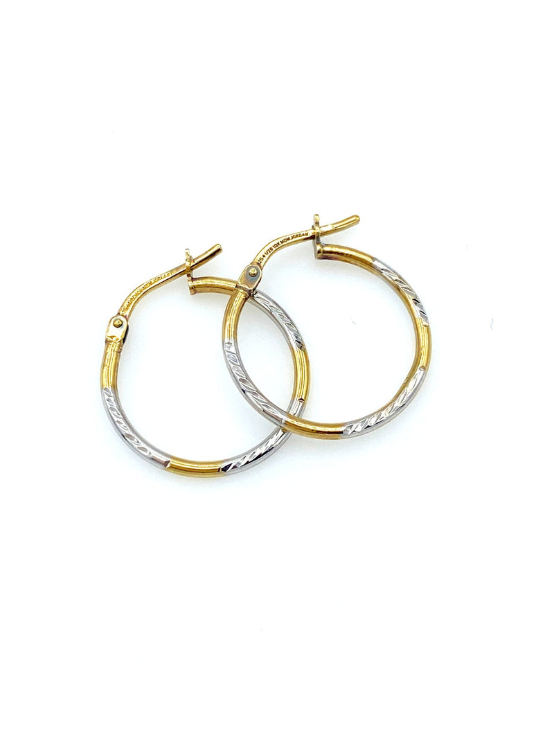 Petite Gold & Silver Vintage Hoop Pierced Earrings - 24 Wishes Vintage Jewelry