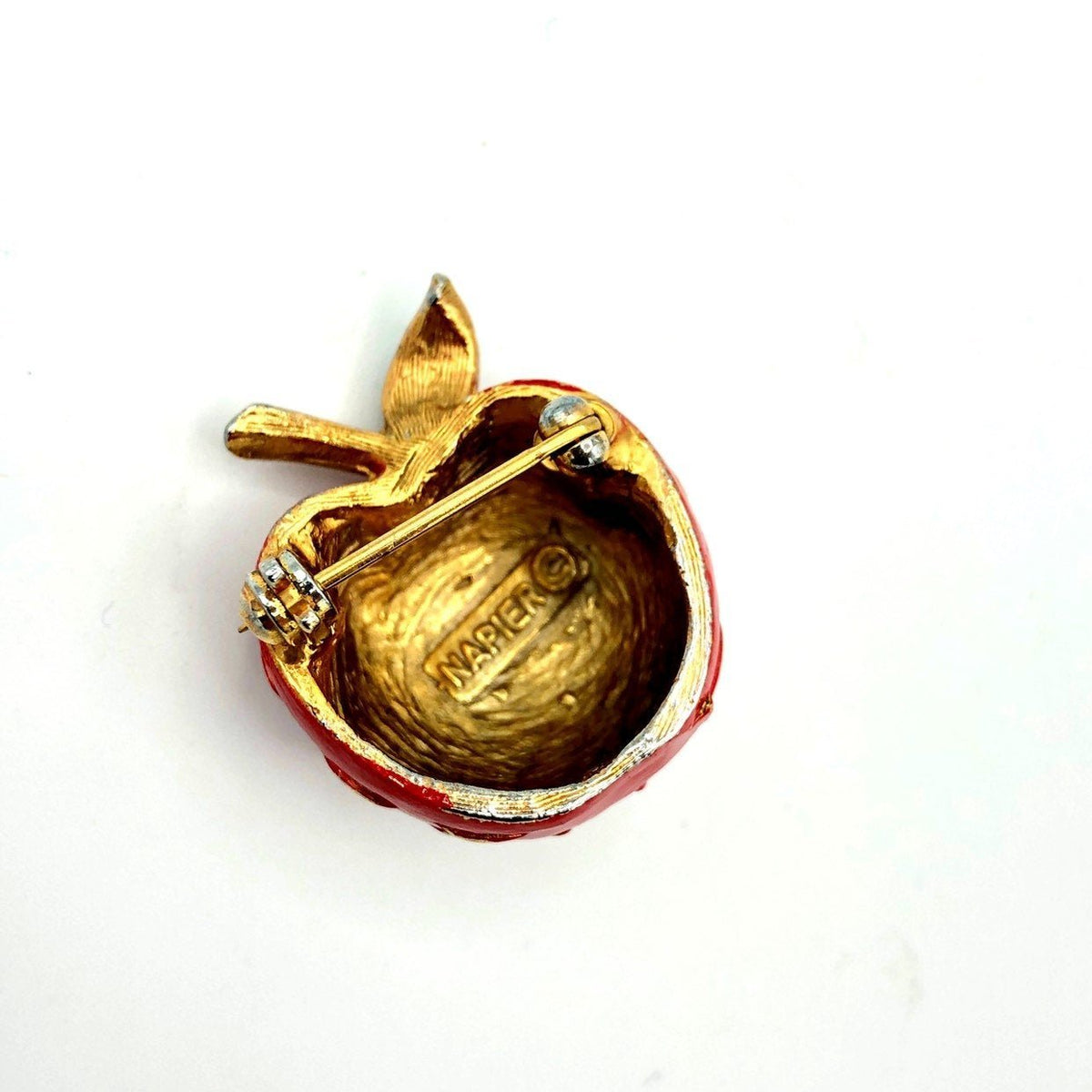 Petite Red Enamel Apple Vintage Brooch by Napier - 24 Wishes Vintage Jewelry