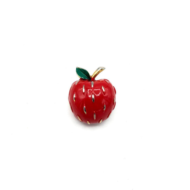 Petite Red Enamel Apple Vintage Brooch by Napier - 24 Wishes Vintage Jewelry