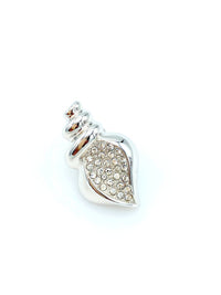 Petite Swarovski Silver Shell Rhinestone Vintage Pin - 24 Wishes Vintage Jewelry