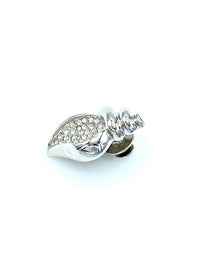 Petite Swarovski Silver Shell Rhinestone Vintage Pin - 24 Wishes Vintage Jewelry