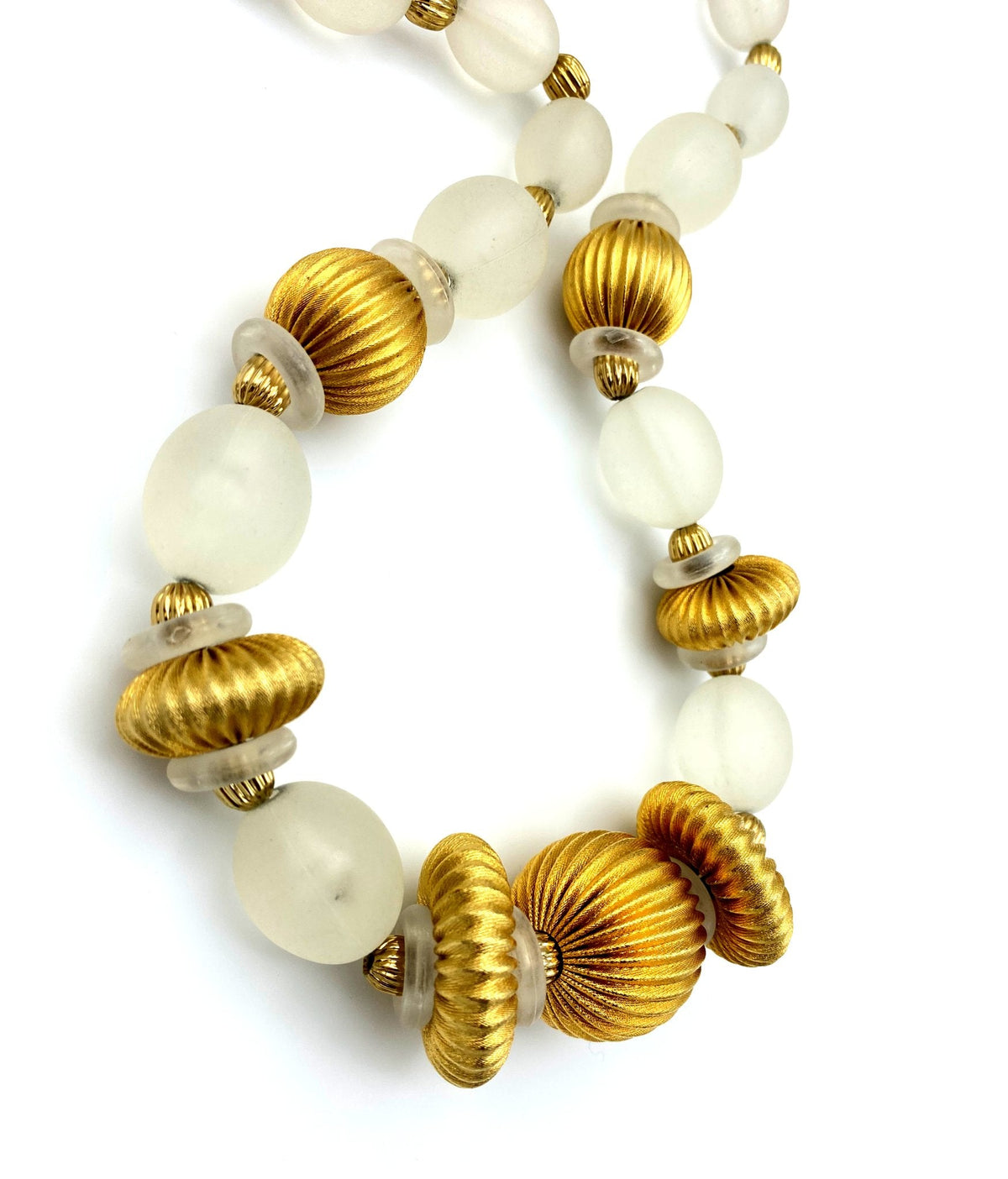 Pierre Cardin Satin Lucite Gold Beaded Statement Necklace - 24 Wishes Vintage Jewelry