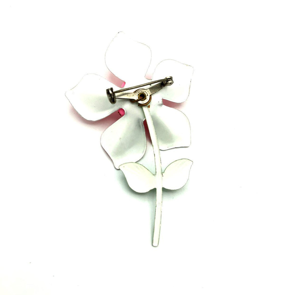 Pink Enamel Flower Vintage Brooch - 24 Wishes Vintage Jewelry