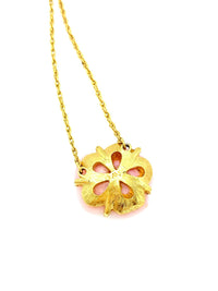 Pink Flower Gold Chain Vintage Pendant - 24 Wishes Vintage Jewelry