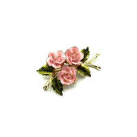 Pink Glass Coro Rose Flower Brooch - 24 Wishes Vintage Jewelry