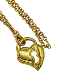 Piscitelli Long Gold Chain Heart Keyhole Pendant - 24 Wishes Vintage Jewelry