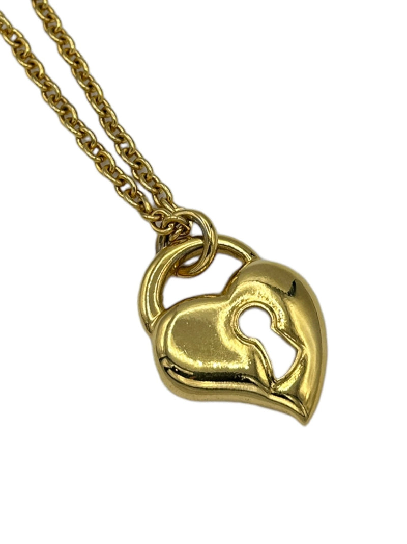 Piscitelli Long Gold Chain Heart Keyhole Pendant - 24 Wishes Vintage Jewelry