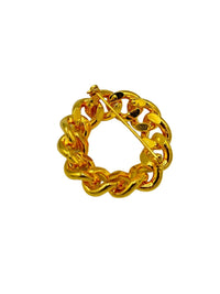 Polished Gold Chain Link Classic Brooch Statement Pin - 24 Wishes Vintage Jewelry